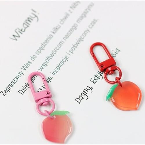 Ins cute pink peach blossom romantic acrylic key chain pendant For AirPods pendant
