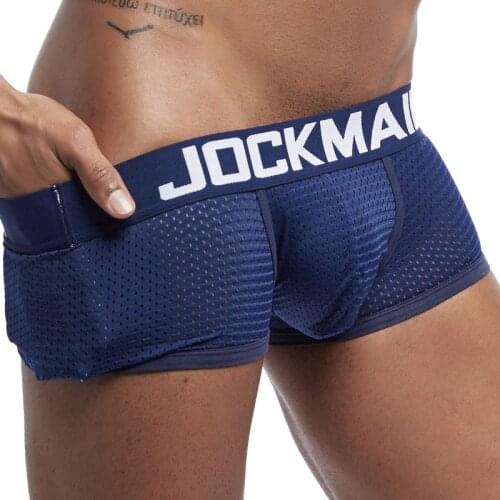 JOCKMAIL New Mens Sexy Boxer Shorts Boyshort Soft Mesh Underwear Sports Casual Solid Color Low Rise Underpants