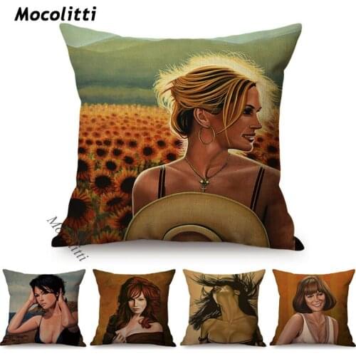 Beautiful Woman Abstract Style Cushion Cover Fashion Sexy Girl Self Portrait Sofa Decoration Pillowcase Square Throw Pillow Case