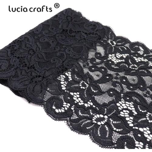 1yard/lot 17cm Black Embroidered Lace Fabric Elastic Lace Trim Ribbon DIY Sewing Garment Wedding Decoration Accessories R0203