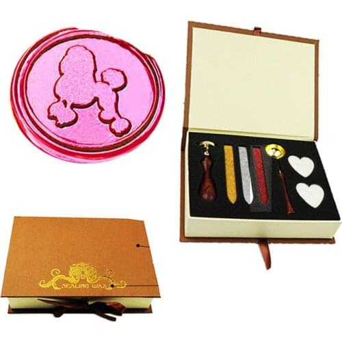 Lovely Poodle Wax Seal Stamp Set Vintage Classical Wax Stamp Kit for Cards Envelopes, Invitations, Wine Packages