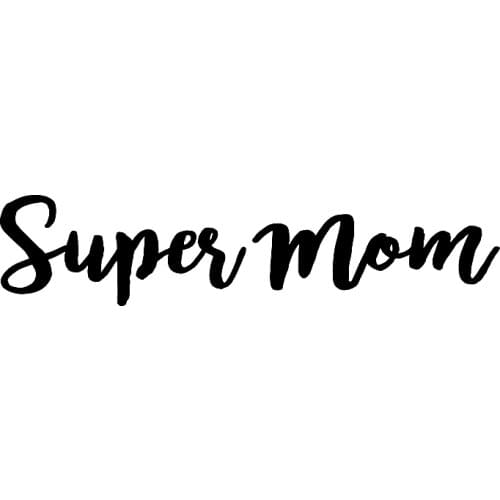 Fashionable PVC Car Sticker Text Super Mom Car Sticker Decal Graphic Decoration Sunscreen Accessories Black/White, 16cm*4cm