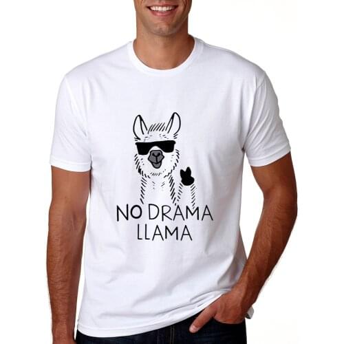 2018 Mens Llama Tshirt Short Sleeve Casual Men Llama T-shirt Summer Cool No Drama Llama T Shirts Cartoon Llama Tops Tees