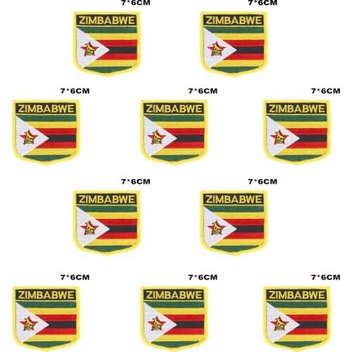 Zimbabwe Flag Embroidery Patches Iron on Saw on Transfer patches Sewing Applications for Clothes in Home&Garden