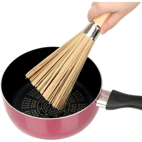 NICEYARD Natural Bamboo Brush Kitchen Tools Handmade Durable Wash Pot Brush Wash Dishes Wooden Handle Non-stick Oil