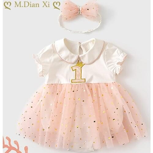 Baby Girls Clothes Dress+Headband Party Tutu Girls Dress Newborn Baby Girls 1st Birthday Outfits Toddler Girls Boutique Clothing