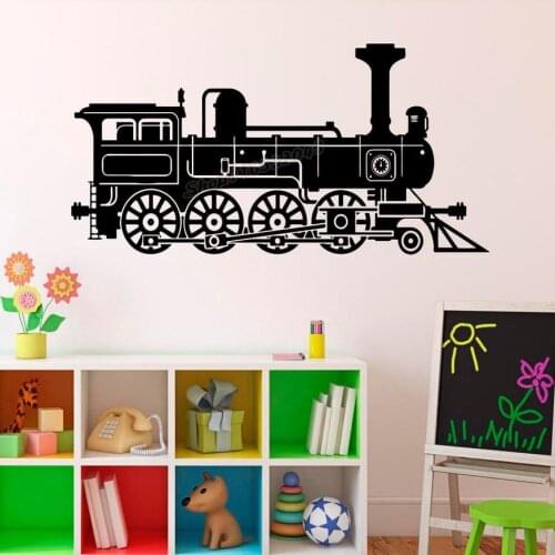 Steam Train Wall Decal Locomotive Vinyl Wall Sticker Railroad Railway Home Interior Decor Housewares Removable Stickers B490