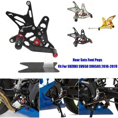 Fit For Suzuki SV650/ABS 2016-2019 17 18 CNC Adjustable Footrest Foot Peg Pedal Mount Bracket Sets Footpeg Rider Rear Rearset