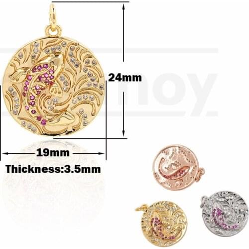 Koi Pendant Round Marine Animal Jewelry DIY Bracelet Necklace Making Accessories 24x19x3.5MM