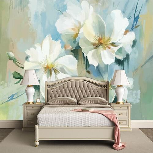 Custom 3D wallpaper modern minimalist hand-painted floral background wall painting - high-grade waterproof material