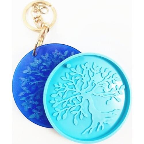 DIY Crystal Silicone Mold Creative Life Tree Keychain Pendant Mirror Resin Casting Jewelry Molds Epoxy Resin Craft