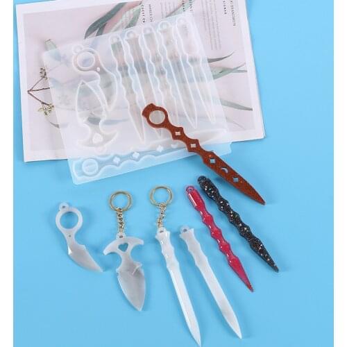 DIY Crystal Silicone Mold Tiger Gutta Percha Epoxy Magic Wand Keyring Mirror Finger Ring Set Silicone Mold Wholesale DropShip