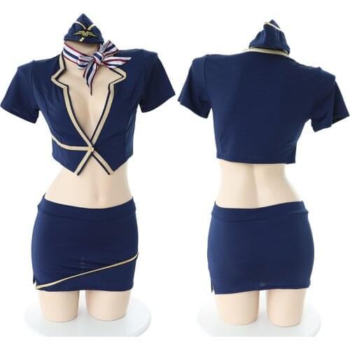 Sexy stewardess uniform Cosplay erotic temptation sexy flight attendant costume cosplay sexy uniform japanese lingerie roleplay