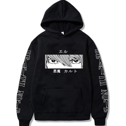 Harajuku Death Note Unisex Hoodies Japanese Anime L Lawliet Devil Eye Printing Mens Hoodie Sweatshirt Daily Casual Streetwears