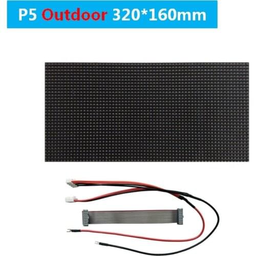 P5 Outdoor full color LED module SMD2727(3in1) screen unit board with Power cable and Data cable,64*32pixels,160mm*320mm