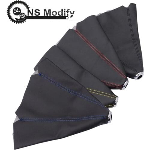 NS Modify Universal Leather Car Short Shifter Collars Stitch Shift Knob Shifter Boot Cover MT/AT Red Yellow Blue Black