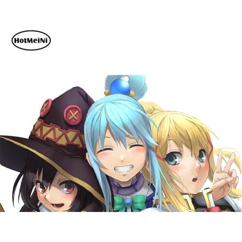 HotMeiNi 13cm x 7.4cm for KonoSuba Aqua Darkness and Megumin Vinyl Car Stickers Anime DIY Personality Laptop Car Door Decal