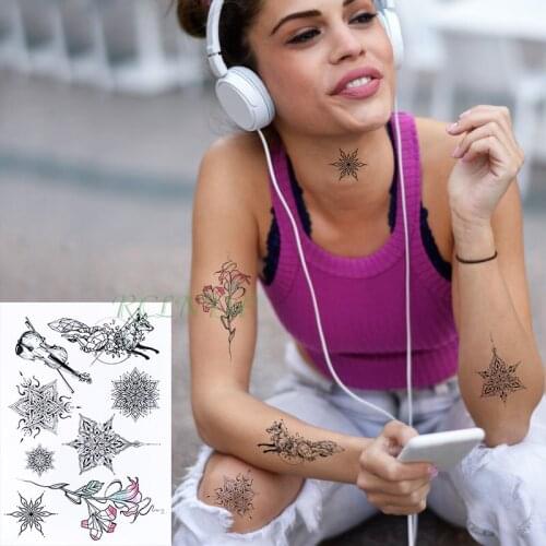 Waterproof Temporary Tattoo Sticker Fox Lotus Mandala fake tatto flash tatoo temporaire body art tattoos for girl women men