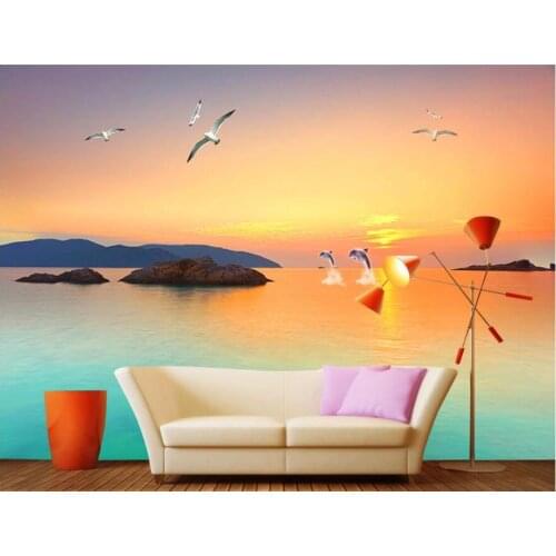 WDBH Custom photo 3d wallpaper Romantic and warm seaside scenery home room 3d wall murals wallpaper for walls 3 d
