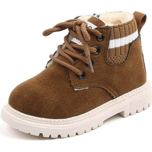 Winter Children Boots Kids Martin Boots for Boys Girls Lace-up Warm Cotton Anti-Slippery Comfortable Martin Boots for Kids