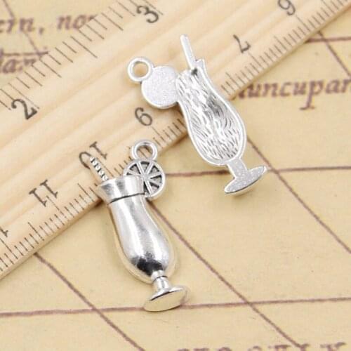 10pcs Charms Lemon Cold Drink 27x11mm Tibetan Silver Color Pendants Antique Jewelry Making DIY Handmade Craft