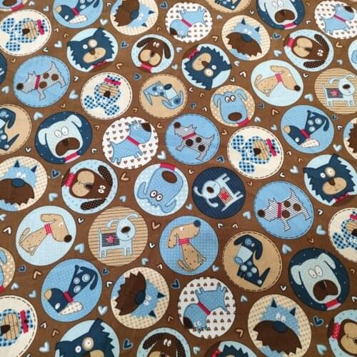 110CM Cartoon Cute Animals 100% Cotton Fabric for Patchwork Hometextile Backpacks Slipcover Doggy Clothes DIY Material