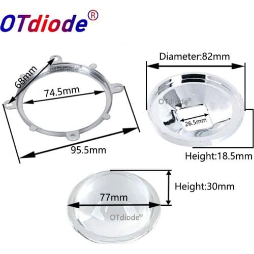 1Set High Quality 77mm LED Optical Lens Reflector+ 82mm Reflector Collimator + Fixed Bracket for 50W -150W High Power LED Chips