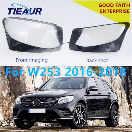 4Doors Headlight Glass Lens Cover For W253 GLC GLC200 GLC260 GLC300 GLC430 (16-18) Headlamp Clear Shell Replacement Right+Left