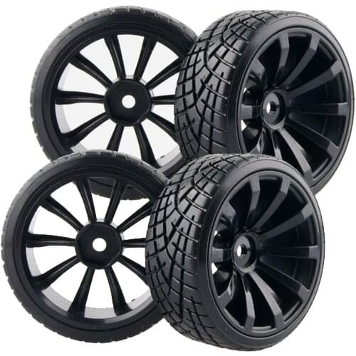 4pcs 1/10 Drift Car Tires 26*64MM Plastic Wheel Rim Hard Tyre for HSP Tamiya HPI Kyosho 94123 D3 D4 CS XIS TT01 TT02 6013