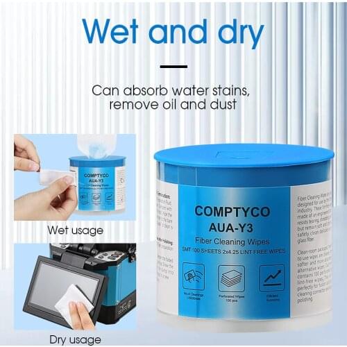 Free shipping AUA-Y3 Fiber Cleaning Wipes Dustfree Paper Fiber Optic Low-lint Wipes Optical Fiber Clean Paper FTTH Tools