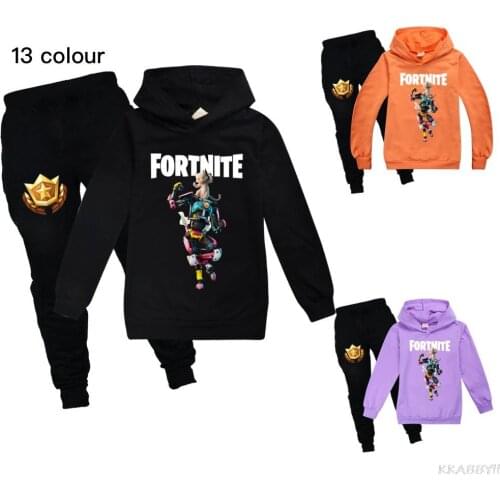 Fortnite Children Sweatshirts for Teenage Girl Boy Long Sleeve T Shirt Hoodies Tops Clothes +Pants