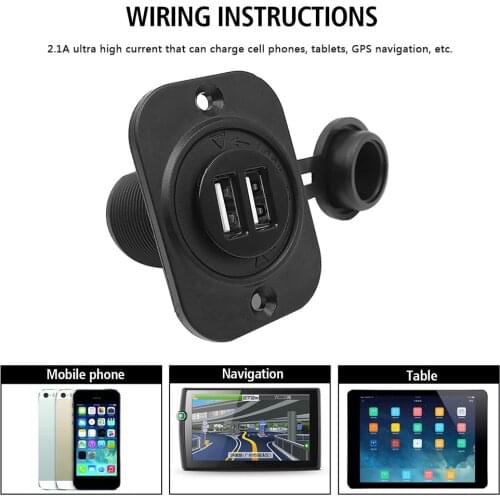 Dual USB Charger Power Socket Waterproof Easily Installation Personal Car Elements for 12V Car Auto Boat Motorcycle ATV