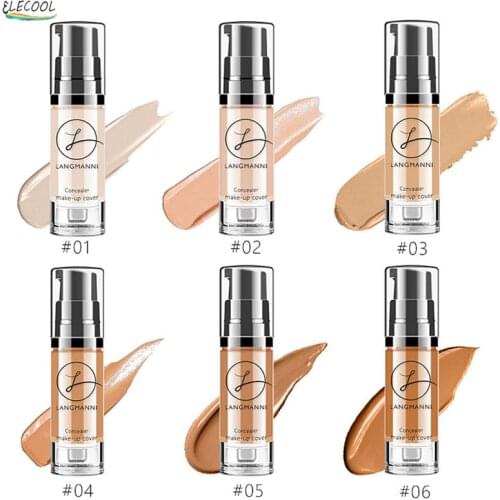 ELECOOL Beauty Face Base Makeup Full Concealer Liquid Foundation Contour Palette Waterproof Lasting Cosmetics Natural 2 Colors