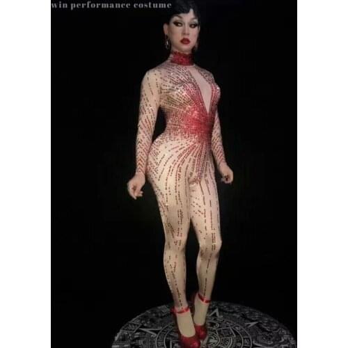 Naked Skin Color Sexy Stripe Sequins Stage Clothing Pole Dance Wrap Jumpsuit Singer Dj Birthday Celebrate Bar Show Performance