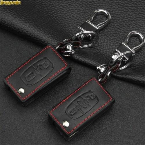 Jingyuqin 2/3 BTN Car key Leather Case Cover for Peugeot 207 307 308 407 807 for CITROEN C2 C3 C4 C5 C6 Floding Flip Key Styling