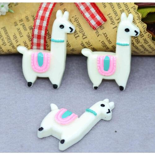10PCS 25X36mm White Resin Flatback Alpaca Cabochons|Lama Pacos Scrapbooking Miniatures|Home Party DIY Decoration Crafts