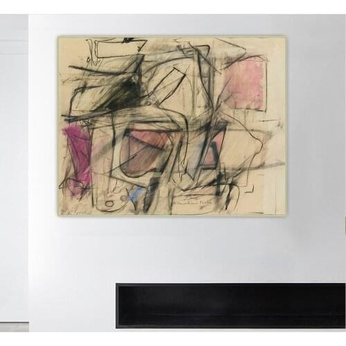 Willem De Kooning Canvas Oil Painting"Untitled II"Wall Art Aesthetic Western Art Decor Home Living Room Interior Decoration