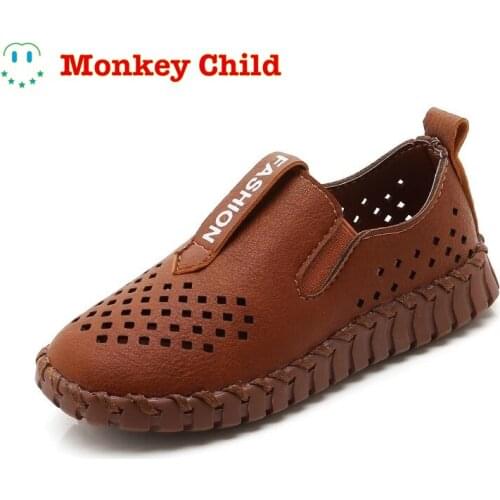 Classic Boy Leather Shoes For Boys Show Performance Shoes Kids Sneakers Cut-outs Breathable All-Match Soft Boys Loafers Fashion