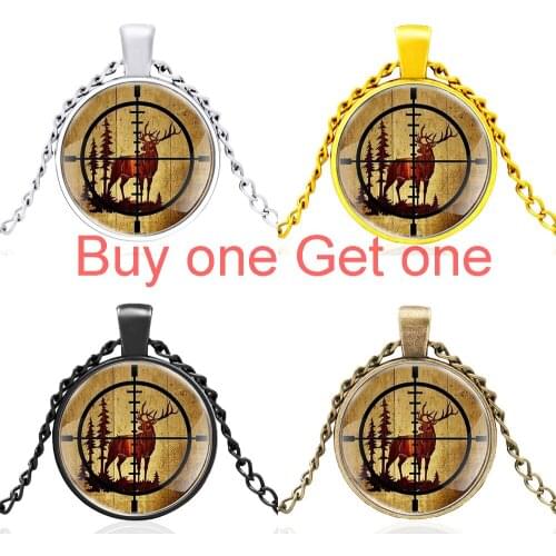 Classic Hunting Elk Glass Dome Pendant Necklace Men Women Charmjewelry Accessories Gifts