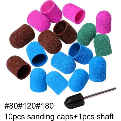 10pcs 10*15mm Nail Sanding Caps Electric Plastic With Grip Drill Foot Cuticle Milling Block Polishing Accessories Pedicure Tools