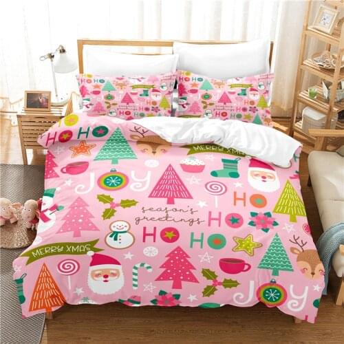 Pink Christmas Duvet Cover Set 3d Digital Printing Bed Linen Fashion Design Comforter Cover Bedding Sets Bed Set