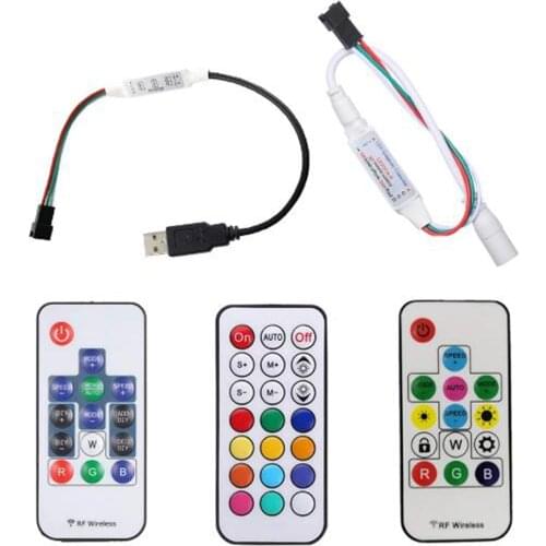 WS2812B WS2811 SK6812 LED Controller RGB Dimmer 5-24v RF Wireless 3Pin Jack USB DC LED Strip Remote Controller sp002e sp104e