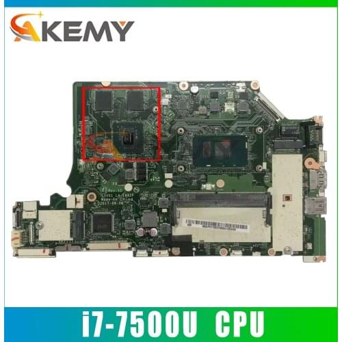 Akemy Laptop motherboard For ACER Aspire A515-51G i7-7500U Mainboard LA-E892P SR341 N16S-GTR-S-A2 DDR4