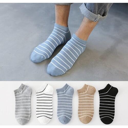 10 Pairs Breathable Mens Cotton Socks Classic Striped Men Short Socks High Quality Spring/Summer Socks Low Cut Ankle Socks Boys