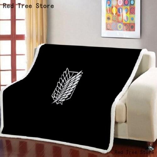 Attack On Titan Sherpa Blanket Sofa Bed Throw Blankets Luxury Black Cover Portable Picnic Travel Use Cartoon Kids Home Textiles