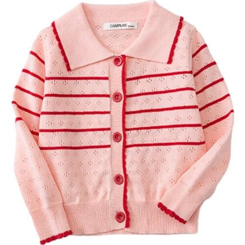 Baby Girl Clothes Spring Autumn Thin Hollow Out Knitted Cotton Cardigan Sweater Toddler Kids Clothing Coat