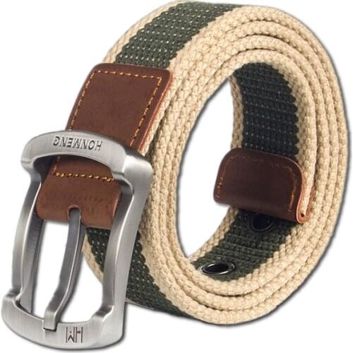 High quality Designer Luxury Brand Canvas Belt Metal Pin Bukcle Fabric Long Belts Men Trouser Multiple Colour Waist Accesories 4