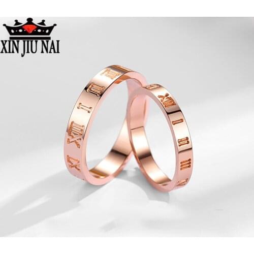 Rose Golden Roman Digital Couple Mosaic Zircon Simulation Diamond Mens and Womens Rings Love Life White Gold