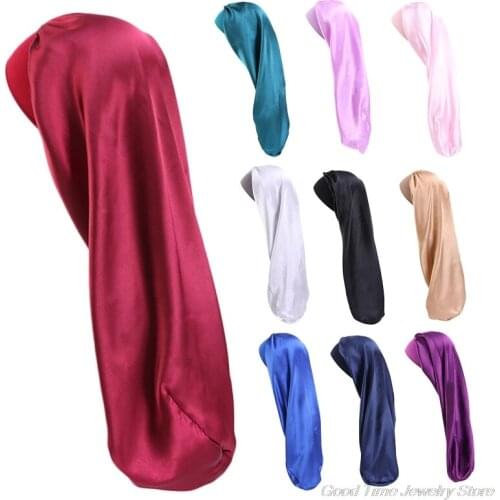 Women Extra Large Satin Long Sleep Cap for Dreadlocks Curly Hair Bonnet Loose Night Sleeping Hat Elastic Band Headwrap F25 21