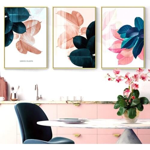Modern Nordic Abstract Poster Living Room Sofa Background Green Plant Leaf Canvas Wall Art Picture Bedroom Decoration Painting